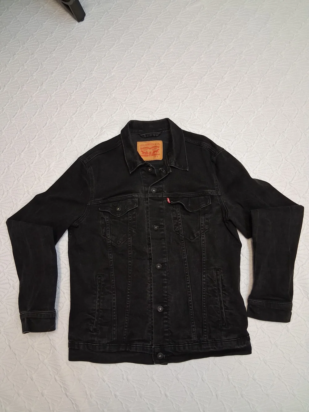 Levi's Black Denim Trucker Jacket with Contrast Label